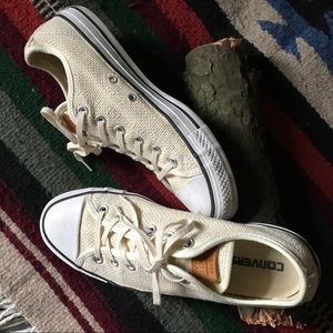Cream Woven Converse All Stars